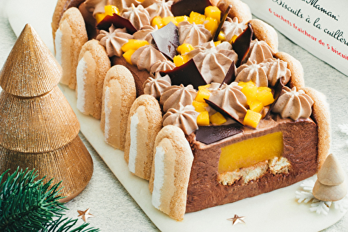 Bûche chocolat mangue et biscuits à la cuillère Bonne Maman