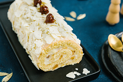 Bûche Crème & Calvados Isigny Saint-Mère aux pommes et chocolat blanc