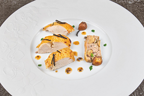 Chapon farci aux marrons et truffes