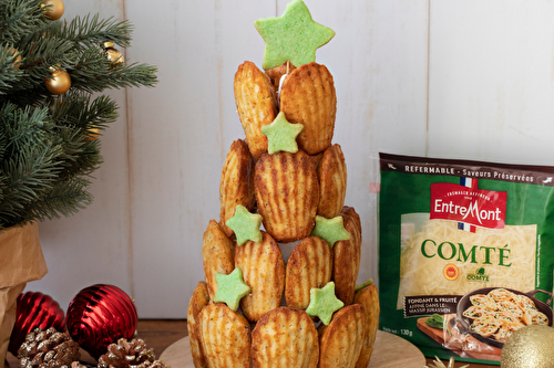 Sapin de Noël de madeleines salées, Comté truffe et champignons