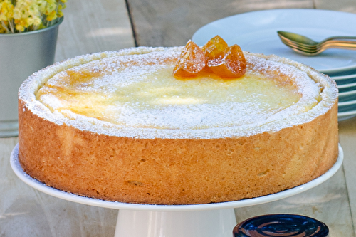 Tarte à la brousse et à la confiture de clémentine de Corse du Domaine de Leos, façon fiadone