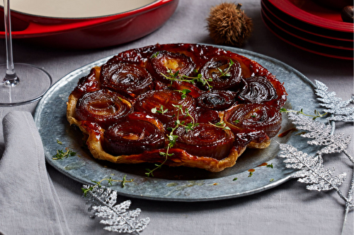 Tarte tatin à la châtaigne et aux oignons rouges caramélisés