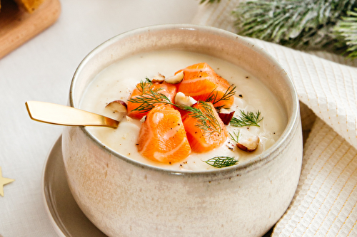 Velouté de chou-fleur au saumon Salma