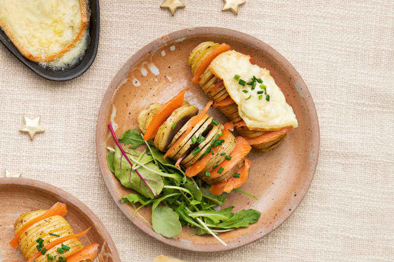 Hasselback au saumon fumé et à la raclette Entremont