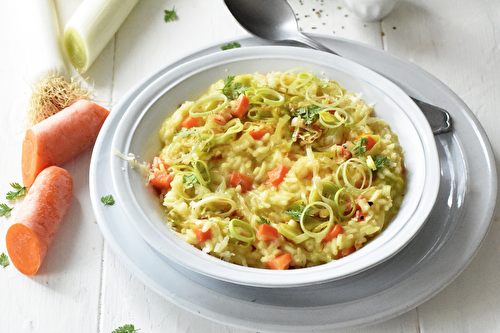 Risotto crémeux aux carottes de la Baie du Mont Saint-Michel et poireaux de Normandie