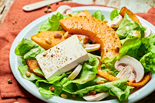 Salade de butternut et champignons de Paris au Caprice des Dieux