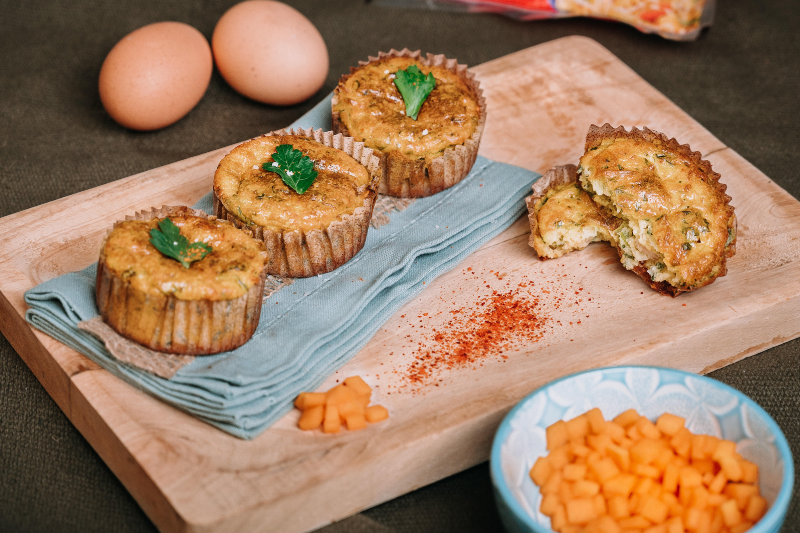 Muffins de butternut, lardons et Emmental