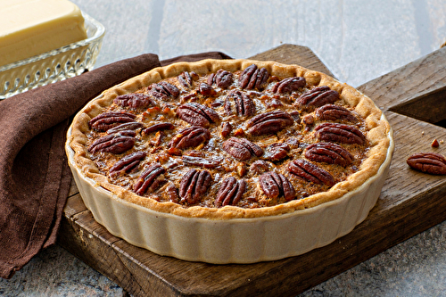 Tarte aux noix de pécan-caramel et beurre Charentes-Poitou AOP