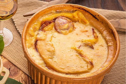 Gratin de saucisse de Montbéliard au Grivois et potimarron