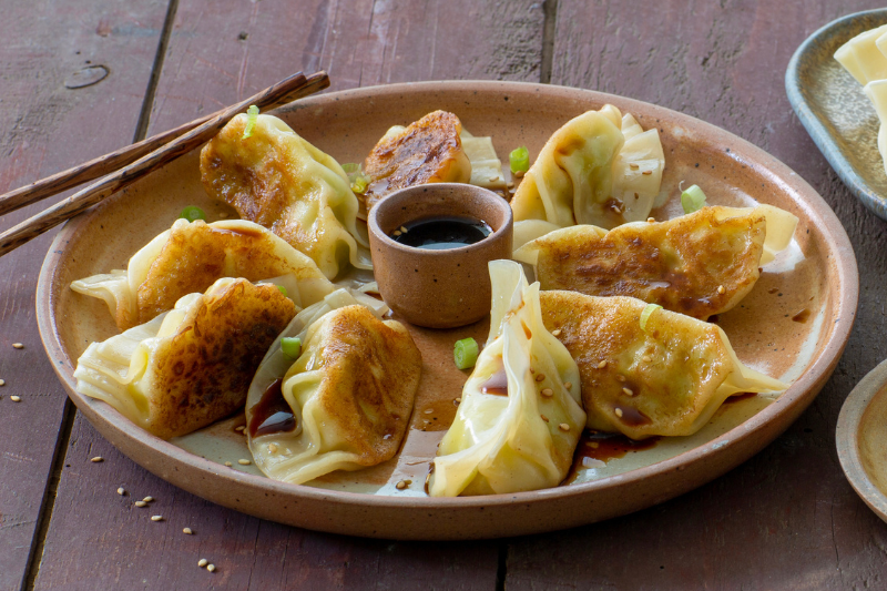 Gyozas à la fondue de poireaux au beurre Charentes-Poitou AOP