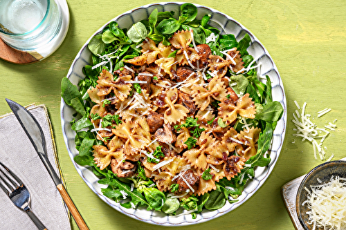 Farfalle champêtres au pesto de champignons des bois