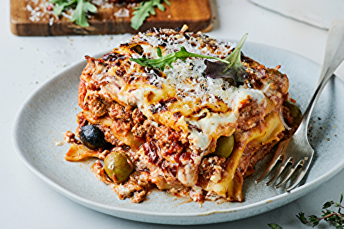 Lasagnes à l’agneau haché et aux olives