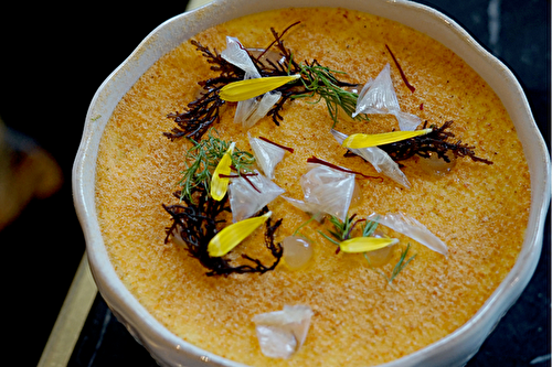 Parmentier safrané de rouget barbet et jus façon bouillabaisse