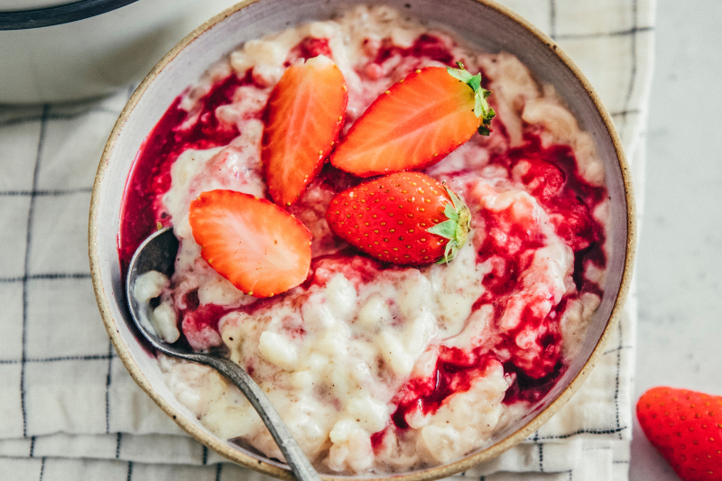 Riz au lait aux fraises