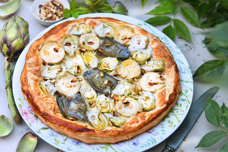 Tarte aux artichauts et Comté