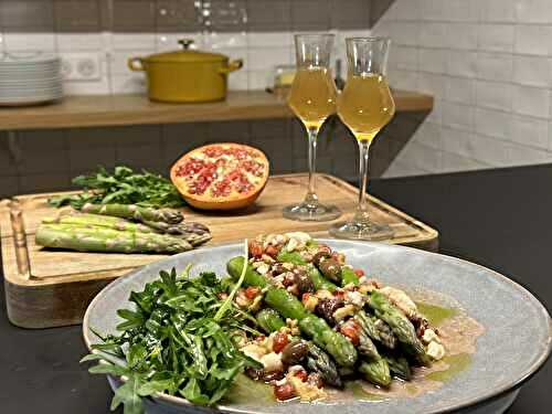 Asperges vertes et grenades, vinaigrette sublimée par une vapeur verveine