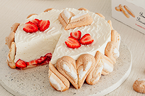 Délice au yaourt, fraises et biscuits à la cuillère Bonne Maman