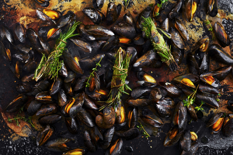 Eclade de moules au thym