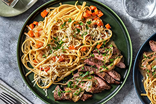 Pavé de boeuf sauce Bercy et linguine