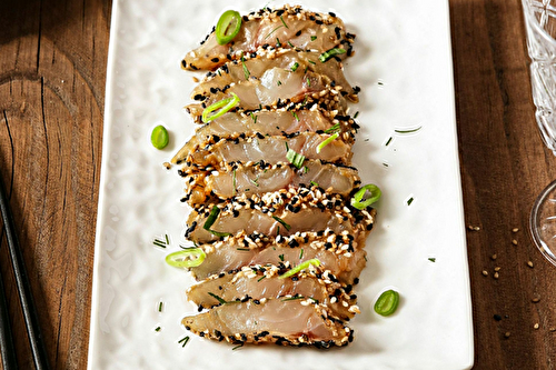 Tataki de dorade grise et croûte de sésame