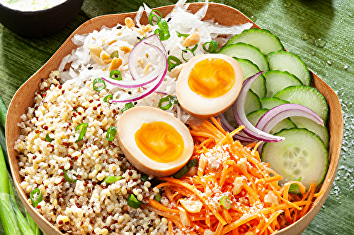 Bowl au quinoa Gourmand Tipiak, légumes et œufs tamago