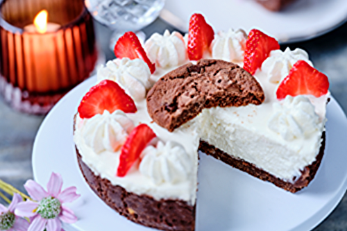 Cheesecake triple choco aux fraises