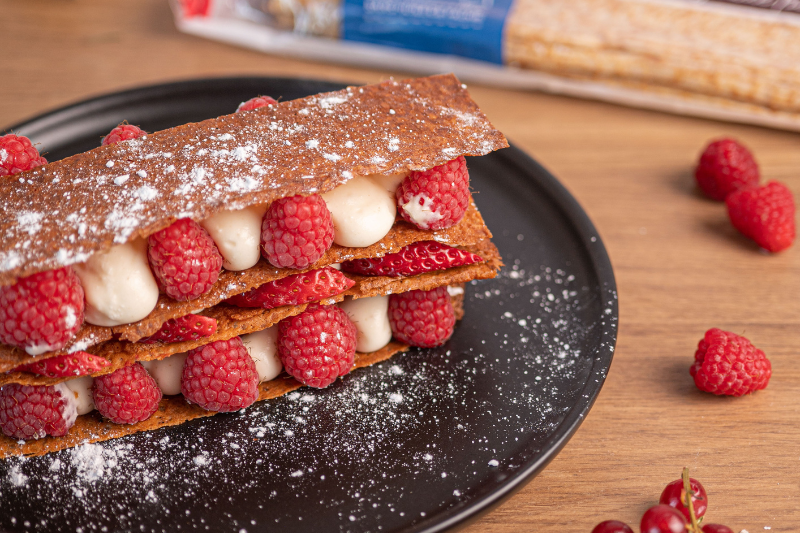 Mille-crêpes fruits rouges aux crêpes de Landerneau