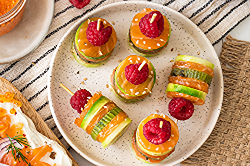 Mini-millefeuilles fruités à la truite fumée