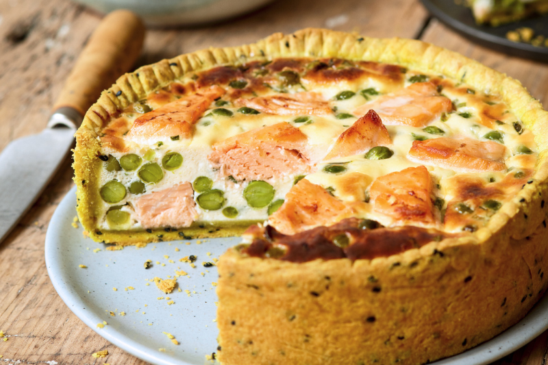 Quiche au saumon écossais Label Rouge, petits pois et fromage frais