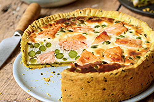 Quiche au saumon écossais Label Rouge, petits pois et fromage frais