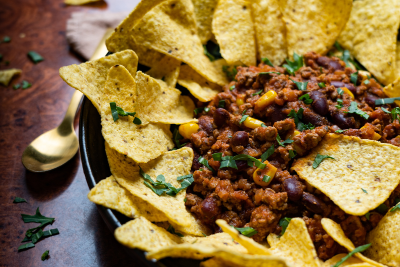 Chili con carne et nachos