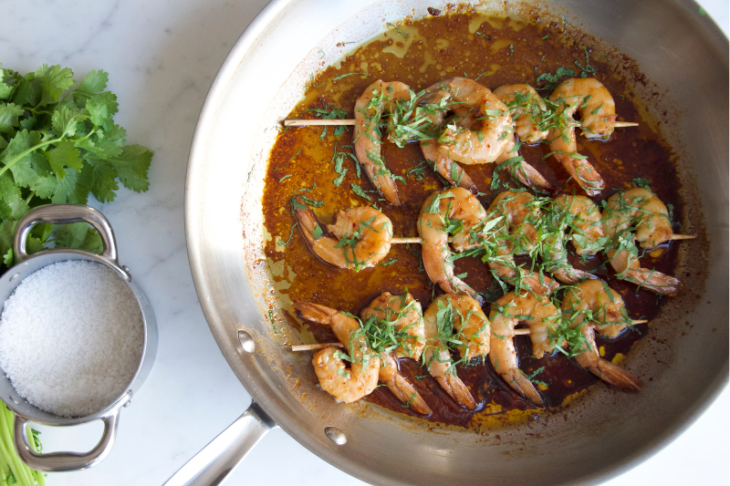 Gambas grillées au miel et piment d’Espelette