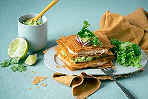 Millefeuilles de rillettes de bar au yuzu et au guacamole