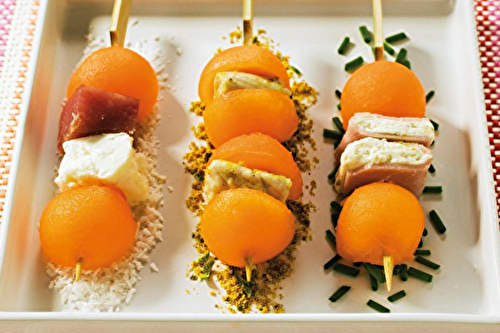 Mini brochettes de melon charentais en 3 recettes