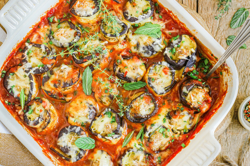 Roulés d’aubergines et de veau bio