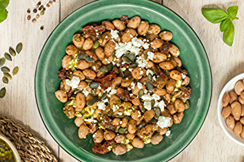 Salade de haricots borlotti aux tomates séchées et pesto