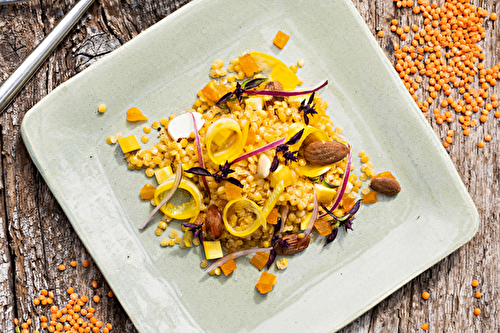 Salade de lentilles corail et abricots secs