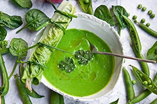 Velouté de petits pois et pommes fraîches Pink Lady