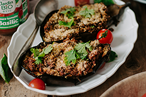 Aubergines farcies aux lentilles