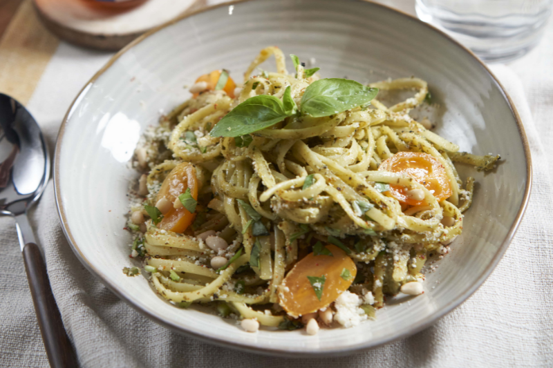 Pâtes au pesto et tomates rôties au miel Lune de Miel