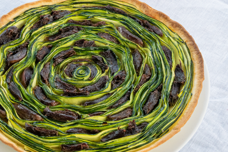 Tarte aux gésiers persillés et courgettes