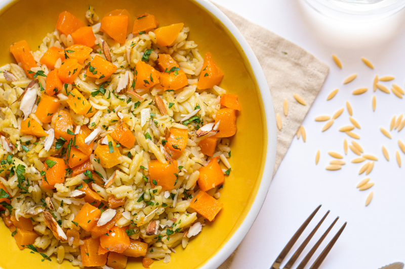 Risotto d’Avoine aux amandes et courge butternut rôtie