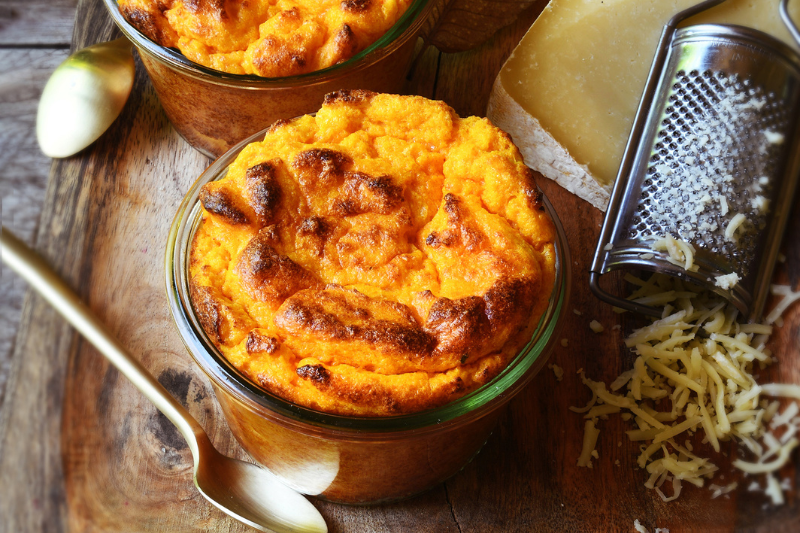 Soufflés à la carotte, au cumin et au Cantal