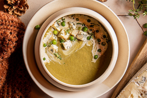 Soupe aux petits pois et gorgonzola