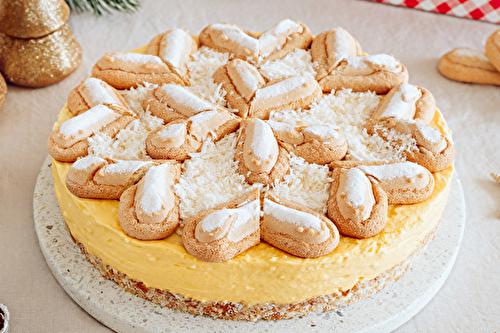 Cheesecake aux biscuits à la cuillère Bonne Maman, mangue et coco