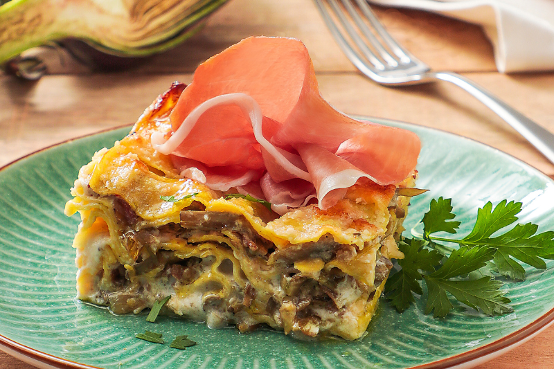 Lasagnes aux artichauts et jambon de Parme