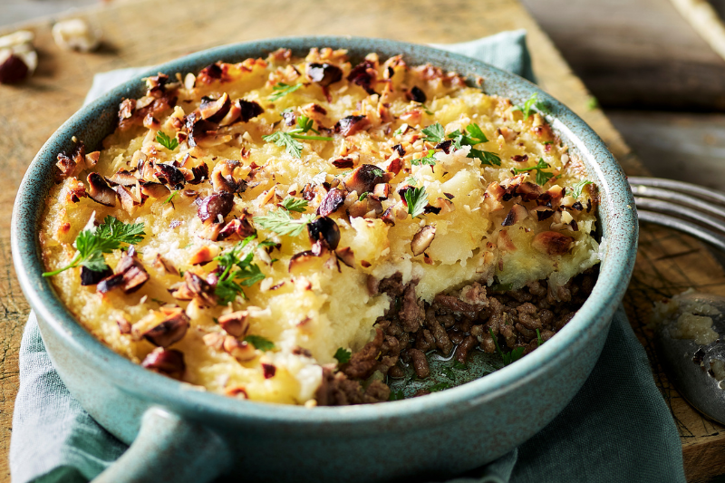 Parmentier de bœuf aux panais et noisettes