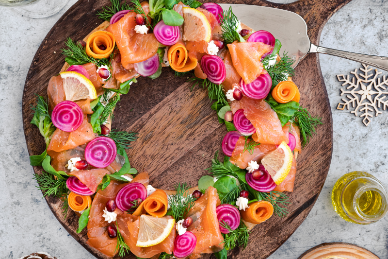 Couronne de Noël au saumon fumé