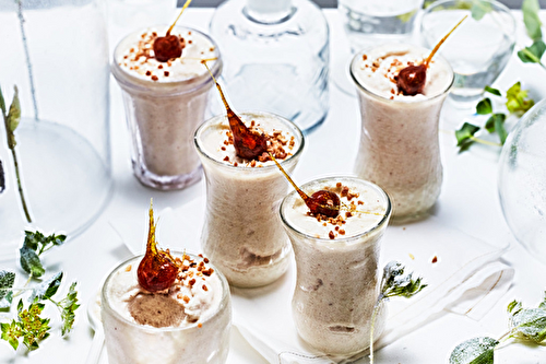 Mousse de marron du Périgord-Limousin et noisettes caramélisées, pralin à la fleur de sel