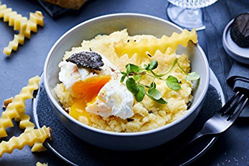 Polenta à l’Etivaz AOP et à la truffe, œuf poché